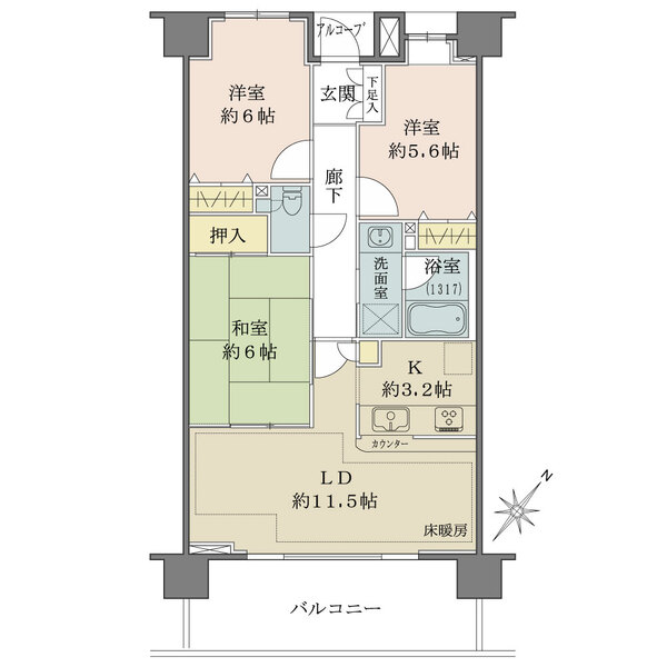 王子神谷パークハウスの間取図