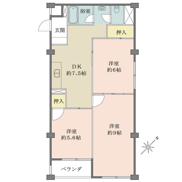 谷津遊園第2コーポラスの間取図