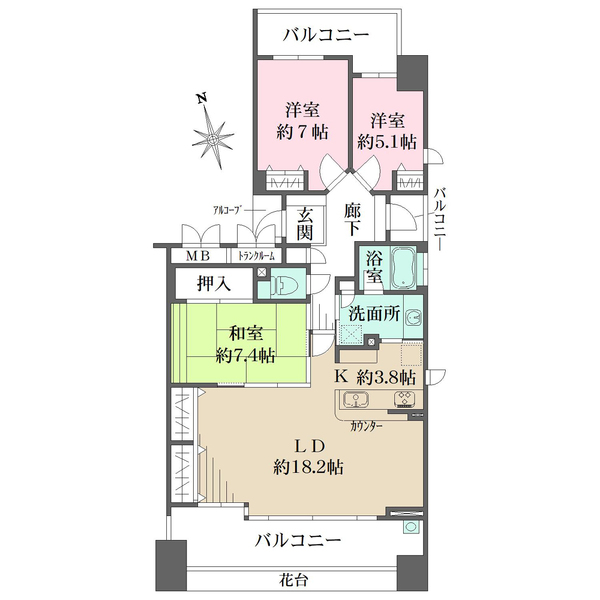 ルネグランディルB棟の間取図