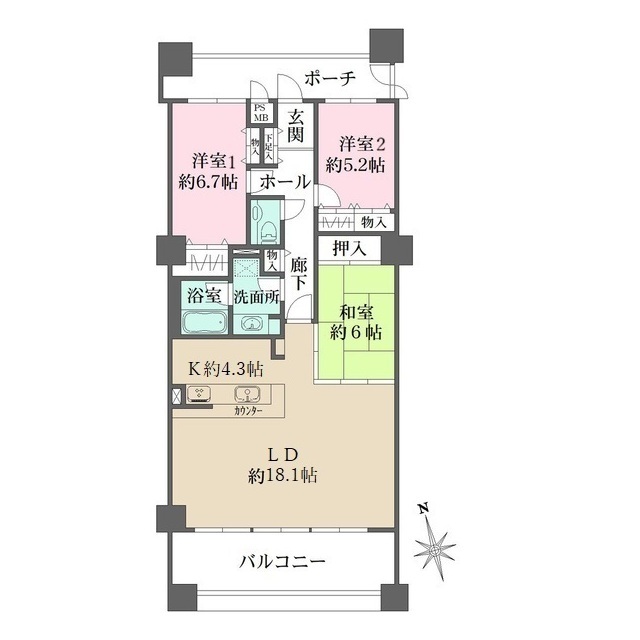 ファミールハイツ緑地公園の間取図