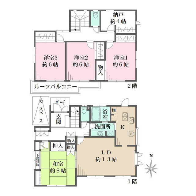 高槻市日吉台六番町戸建の間取図