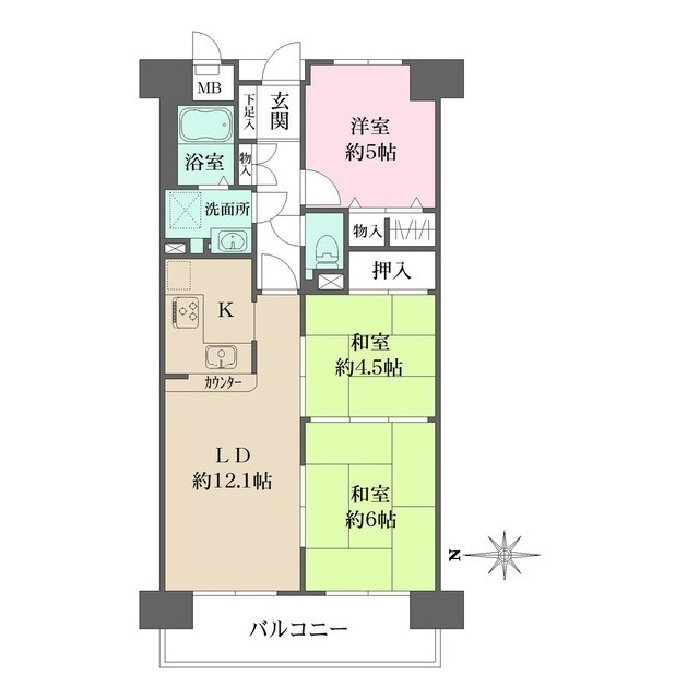 ファミールハイツ八尾Ｂ棟の間取図