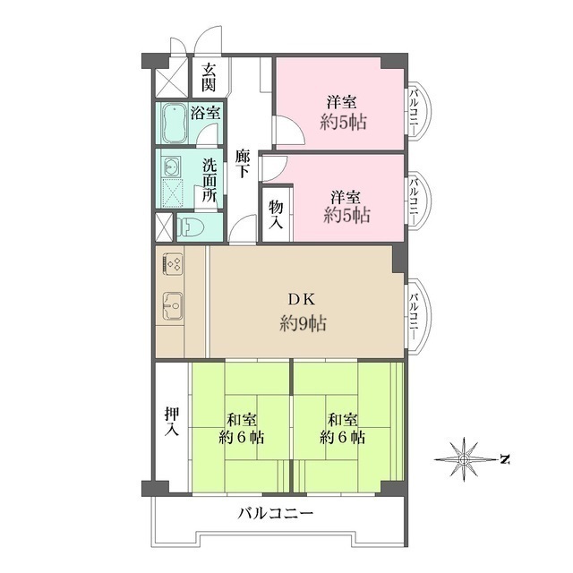 曽根ハイツの間取図