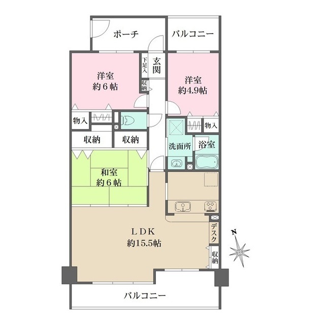 ヴィオヌール新金岡南館の間取図