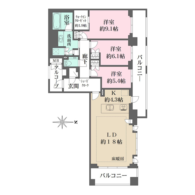 グランドメゾンThe住吉本町の間取図