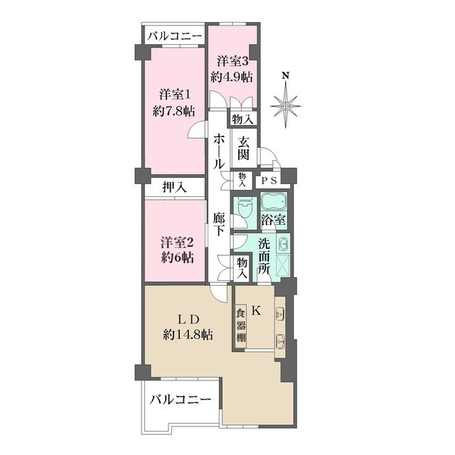 藤和ライブタウン甲陽園山王町Ｃ１棟の間取図