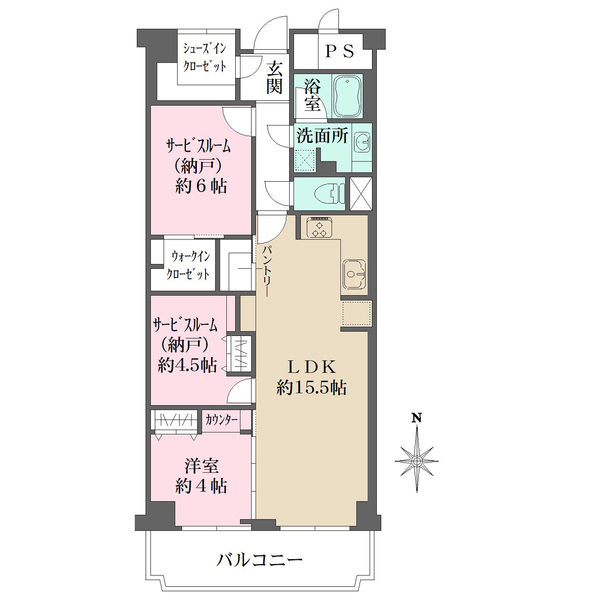 ローレルハイツ北天満2号棟の間取図