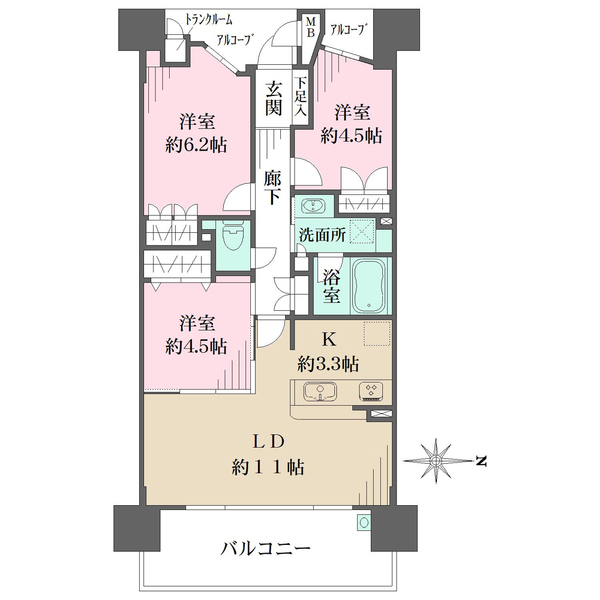BELISTA東淀川大桐リバービューコート（B棟）の間取図
