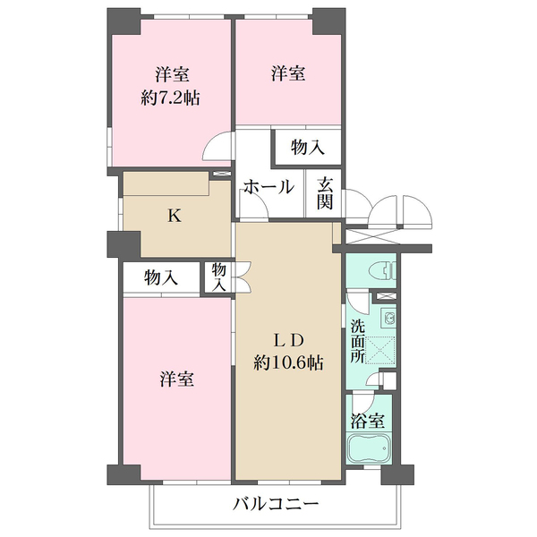 佃コーポの間取図