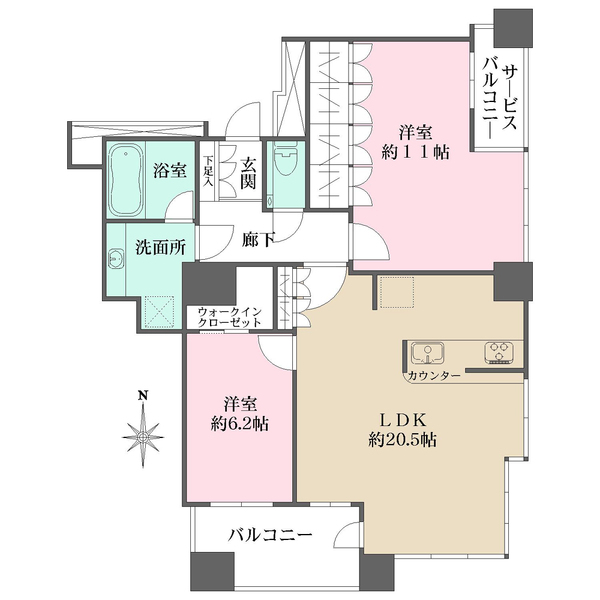 エルグレースタワー大阪同心の間取図