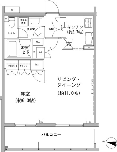 ヒューリックコート雪が谷の間取図