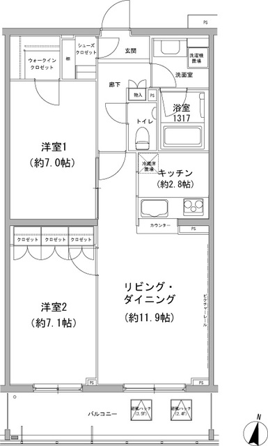ヒューリックコート雪が谷の間取図