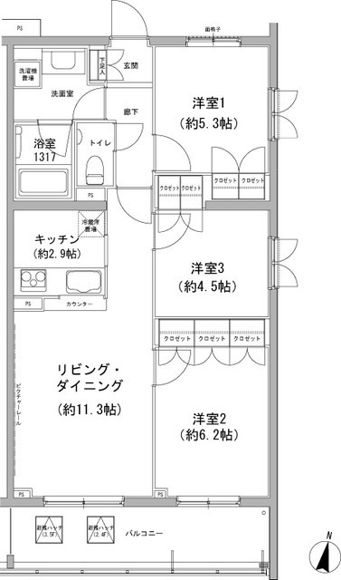 ヒューリックコート雪が谷の間取図