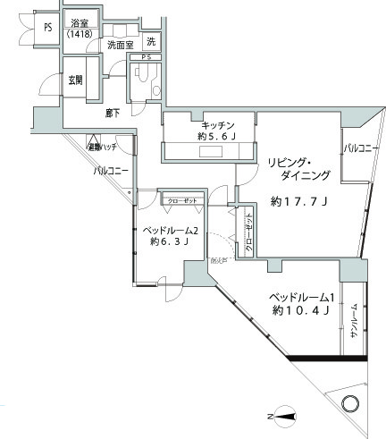 ＳｈｉｂａｕｒａＣｒｙｓｔａｌ　品川レジデンスの間取図