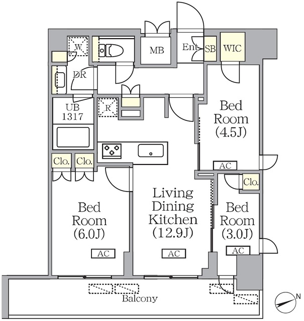 プライムガーデン銀座八丁堀の間取図