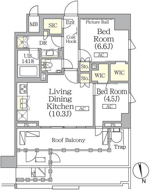 ザ・パークハビオ神楽坂レジデンスＳｏｕｔｈの間取図