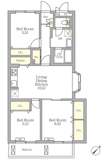 メゾンカルム中落合Ｎｏｒｔｈの間取図