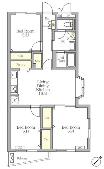 メゾンカルム中落合Ｓｏｕｔｈの間取図