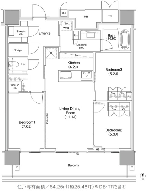 ＪＩＹＵＧＡＯＫＡ　ＭＵＳＥ　ＳＱＵＡＲＥ　ＴＨＥ　ＲＥＳＩＤＥＮＣＥの間取図