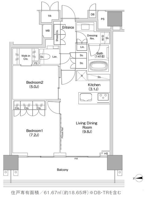 ＪＩＹＵＧＡＯＫＡ　ＭＵＳＥ　ＳＱＵＡＲＥ　ＴＨＥ　ＲＥＳＩＤＥＮＣＥの間取図