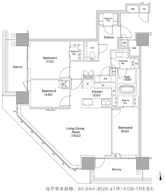 ＪＩＹＵＧＡＯＫＡ　ＭＵＳＥ　ＳＱＵＡＲＥ　ＴＨＥ　ＲＥＳＩＤＥＮＣＥの間取図