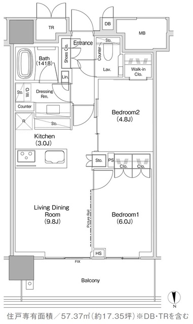ＪＩＹＵＧＡＯＫＡ　ＭＵＳＥ　ＳＱＵＡＲＥ　ＴＨＥ　ＲＥＳＩＤＥＮＣＥの間取図