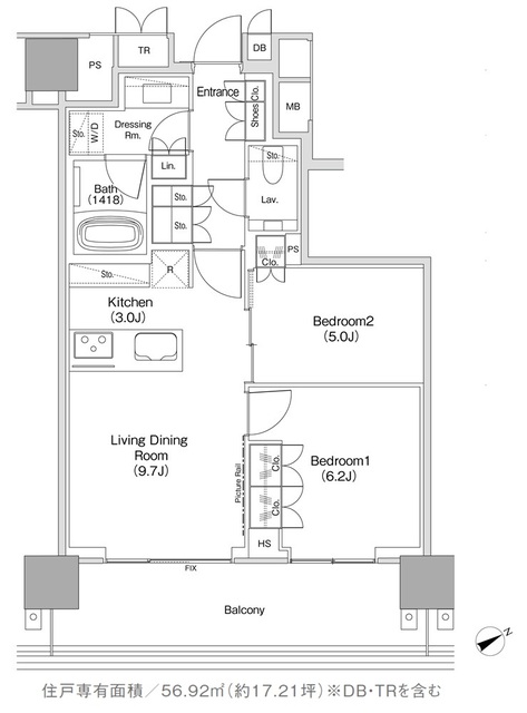 ＪＩＹＵＧＡＯＫＡ　ＭＵＳＥ　ＳＱＵＡＲＥ　ＴＨＥ　ＲＥＳＩＤＥＮＣＥの間取図