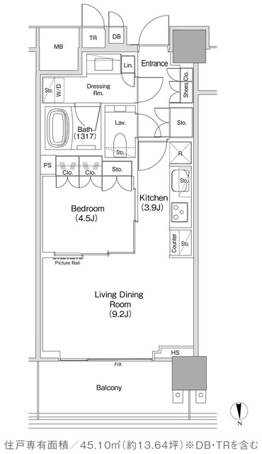 ＪＩＹＵＧＡＯＫＡ　ＭＵＳＥ　ＳＱＵＡＲＥ　ＴＨＥ　ＲＥＳＩＤＥＮＣＥの間取図