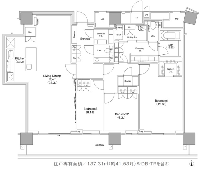 ＪＩＹＵＧＡＯＫＡ　ＭＵＳＥ　ＳＱＵＡＲＥ　ＴＨＥ　ＲＥＳＩＤＥＮＣＥの間取図