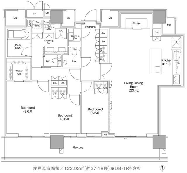 ＪＩＹＵＧＡＯＫＡ　ＭＵＳＥ　ＳＱＵＡＲＥ　ＴＨＥ　ＲＥＳＩＤＥＮＣＥの間取図
