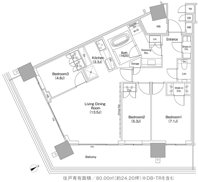 ＪＩＹＵＧＡＯＫＡ　ＭＵＳＥ　ＳＱＵＡＲＥ　ＴＨＥ　ＲＥＳＩＤＥＮＣＥの間取図