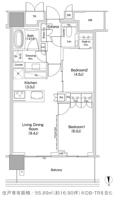 ＪＩＹＵＧＡＯＫＡ　ＭＵＳＥ　ＳＱＵＡＲＥ　ＴＨＥ　ＲＥＳＩＤＥＮＣＥの間取図