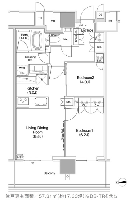 ＪＩＹＵＧＡＯＫＡ　ＭＵＳＥ　ＳＱＵＡＲＥ　ＴＨＥ　ＲＥＳＩＤＥＮＣＥの間取図