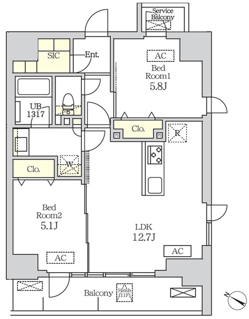 コスモグラシア新宿西早稲田の間取図