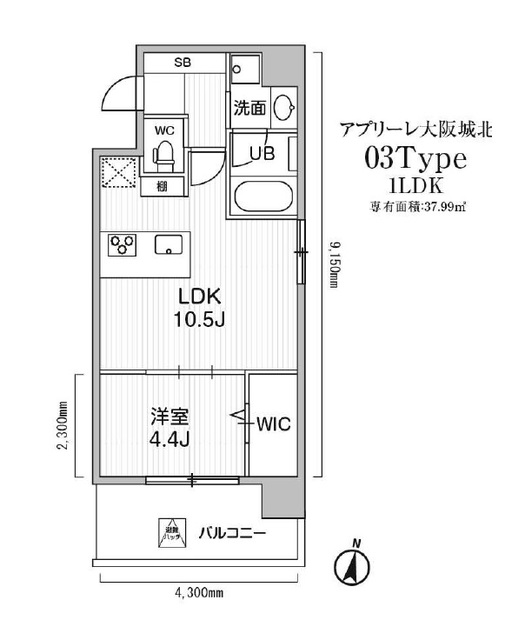 アプリーレ大阪城北の間取図