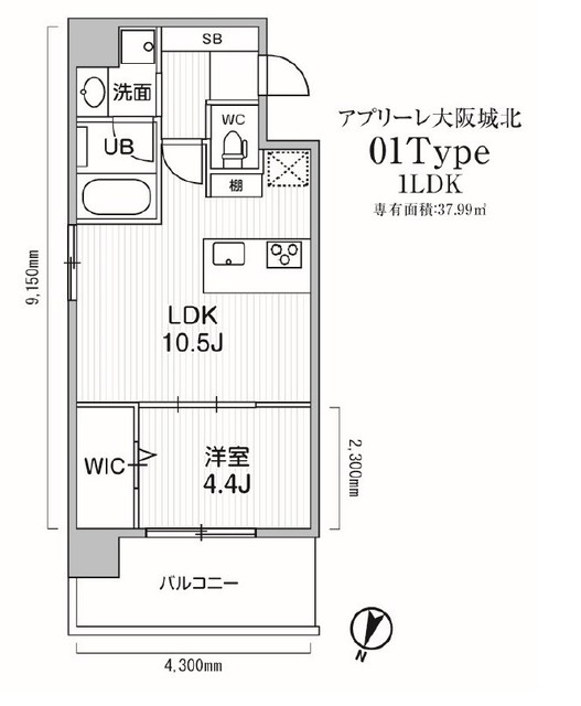 アプリーレ大阪城北の間取図