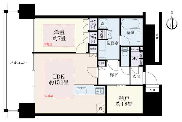 Ｍ．Ｍ．タワーズ　ｔｈｅＳｏｕｔｈ棟の間取図