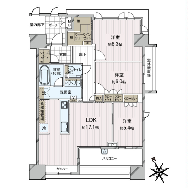 マストスクエア東山の間取図