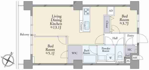 日商岩井第２方南町マンションの間取図
