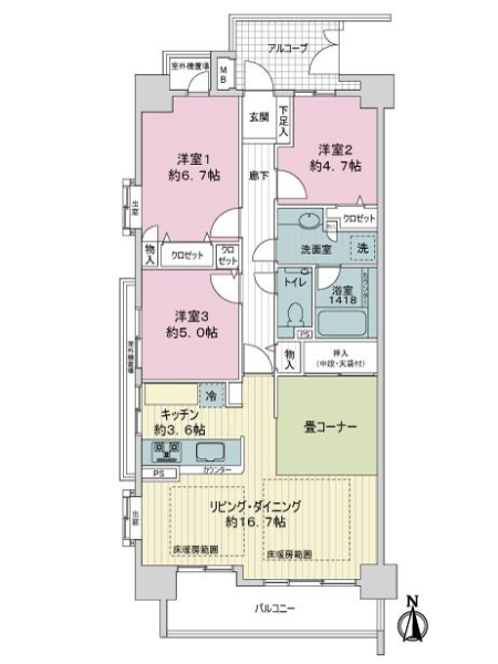 グランドメゾン茶屋が坂の間取図
