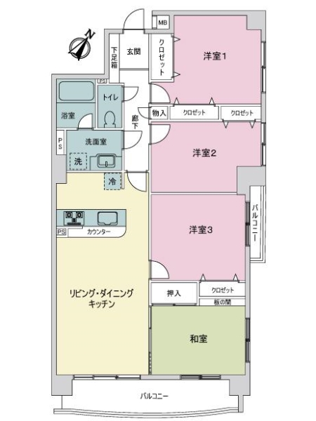 ヴェルビュ高宮の間取図
