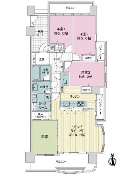 ライオンズマンションニューシティ日進の丘壱番館の間取図