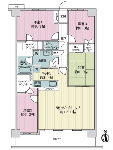リーデンススクエア八田の間取図