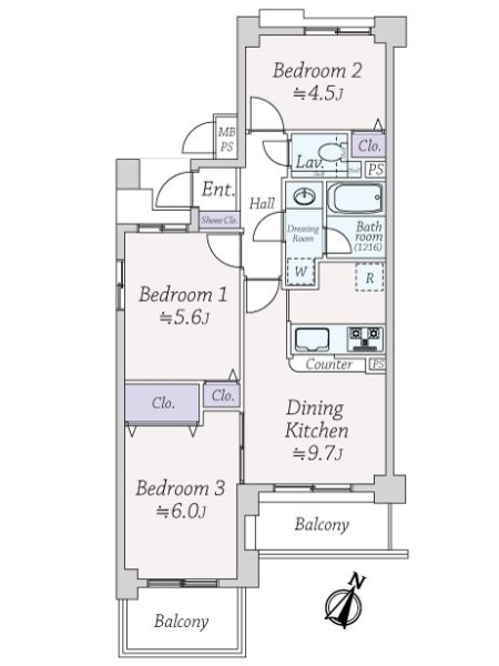 ライオンズマンション川口南の間取図