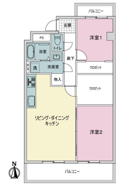 グリーンコーポ東一社Ｂ棟の間取図