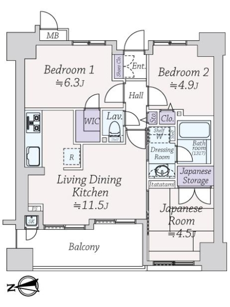 サンマンションアトレ長居公園の間取図