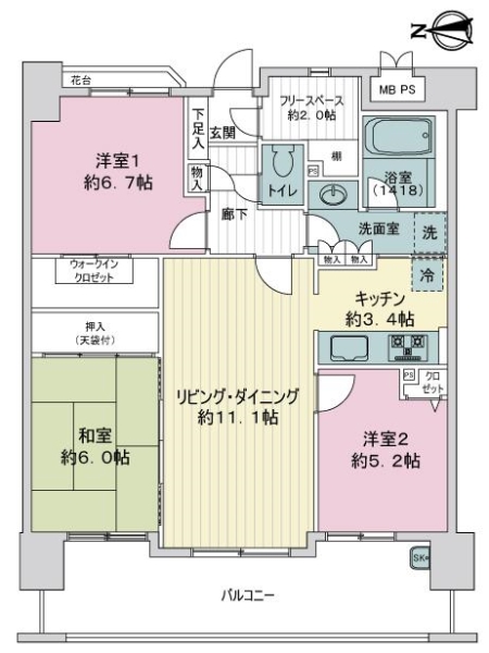 ライオンズガーデン多摩永山の間取図
