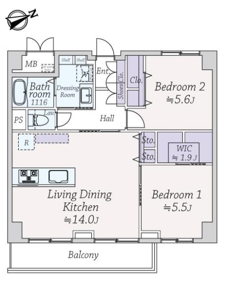 フジイチパークタワーズの間取図