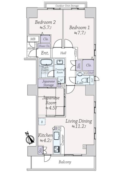 ファミールＫＯＵＺＴＯＷＥＲの間取図