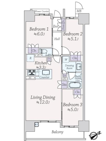 パークナード阿倍野天王寺町南レーヴの間取図